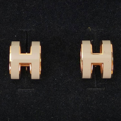 HERMES 爱马仕 Mini Pop H 耳钉 米色 款号：10989