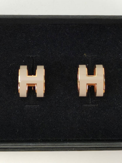 HERMES 爱马仕 Mini Pop H 耳钉 米色 款号：10989