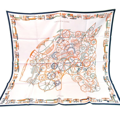 HERMES 爱马仕 方巾90 Complication Equestre 真丝围巾 粉色 管理编号：10993