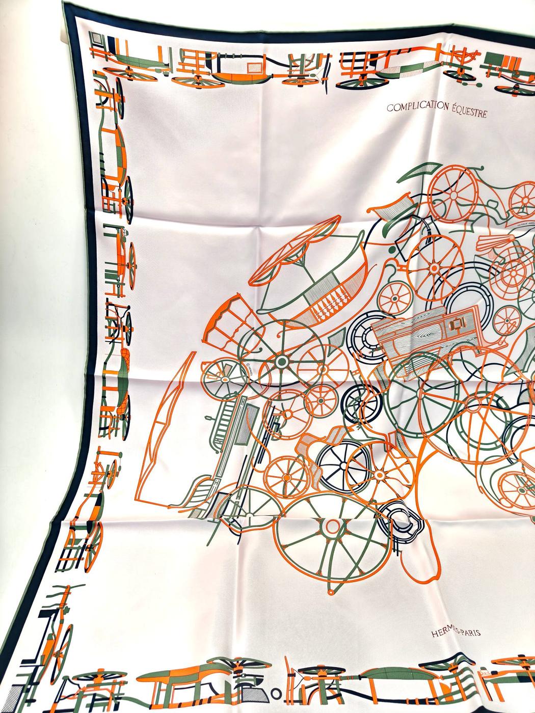 HERMES 爱马仕 方巾90 Complication Equestre 真丝围巾 粉色 管理编号：10993