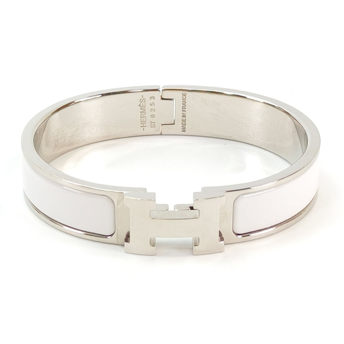 HERMES エルメス クリックH ブレスレット バングル シルバー×ホワイト 管理番号：11008