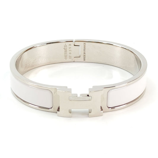 HERMES エルメス クリックH ブレスレット バングル シルバー×ホワイト 管理番号：11008