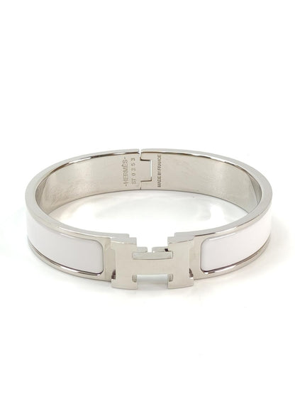 HERMES エルメス クリックH ブレスレット バングル シルバー×ホワイト 管理番号：11008