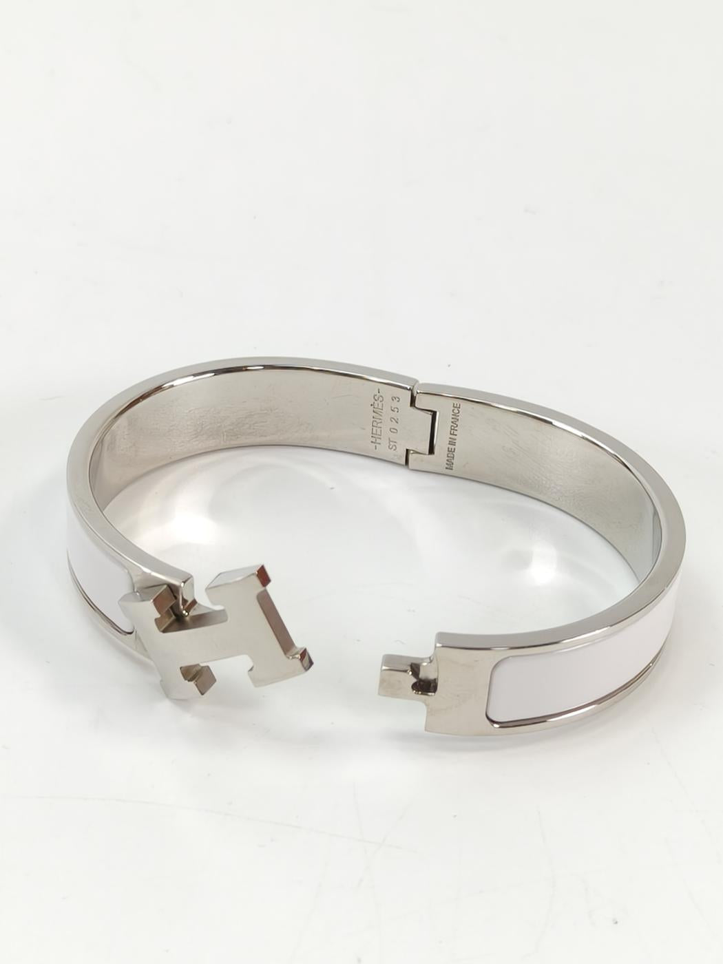 HERMES エルメス クリックH ブレスレット バングル シルバー×ホワイト 管理番号：11008