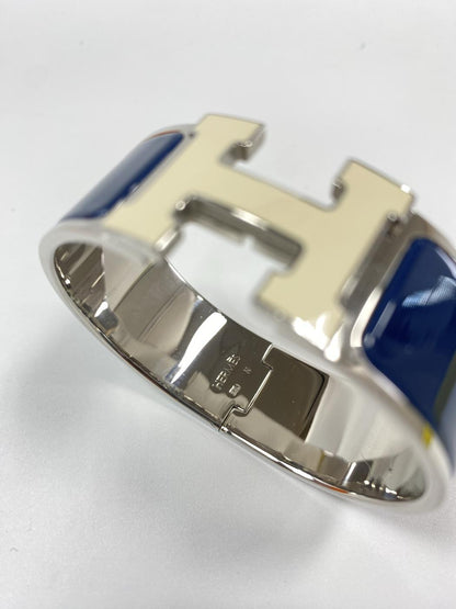 HERMES 爱马仕 Clic H 珐琅手镯 银色x蓝色 商品编号：11032