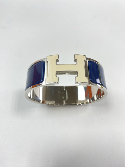 HERMES 爱马仕 Clic H 珐琅手镯 银色x蓝色 商品编号：11032