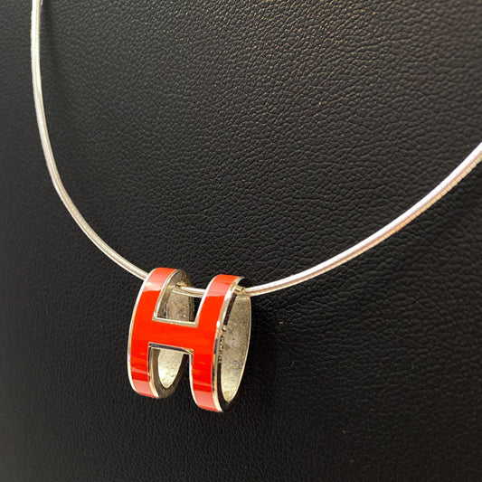 HERMES エルメス ポップアッシュ Hネックレス シルバー×赤 管理番号：11034
