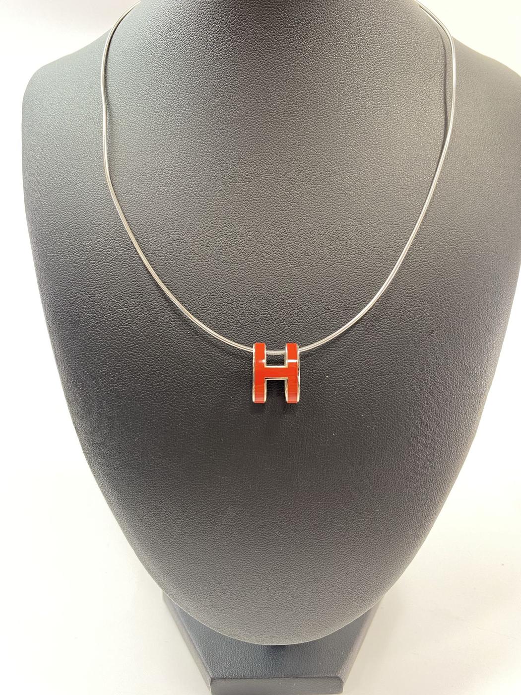HERMES エルメス ポップアッシュ Hネックレス シルバー×赤 管理番号：11034