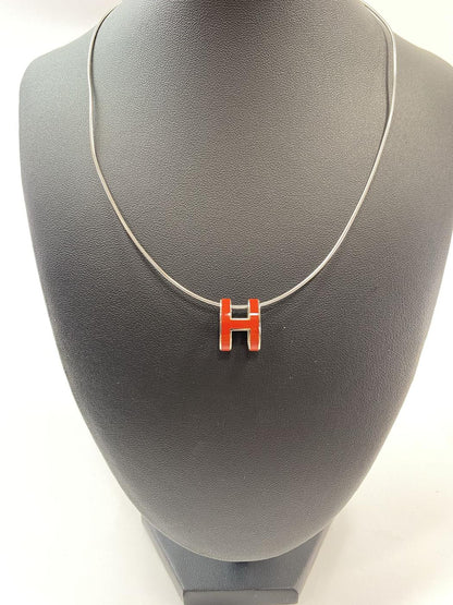 HERMES エルメス ポップアッシュ Hネックレス シルバー×赤 管理番号：11034