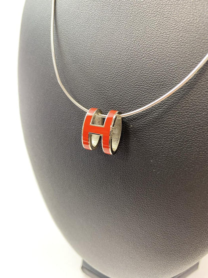 HERMES エルメス ポップアッシュ Hネックレス シルバー×赤 管理番号：11034