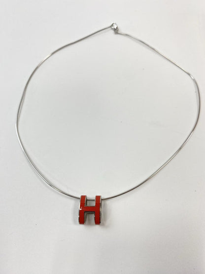 HERMES エルメス ポップアッシュ Hネックレス シルバー×赤 管理番号：11034