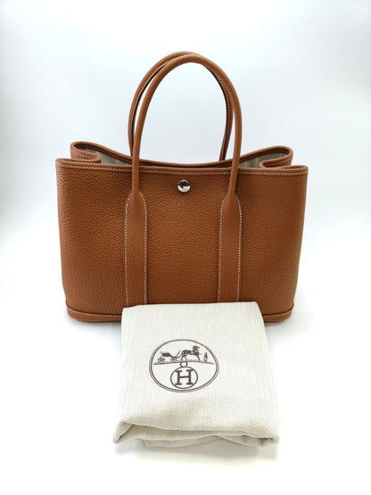 HERMES エルメス ガーデンパーティ30 TPM トートバッグ ブラウン 管理番号：11039