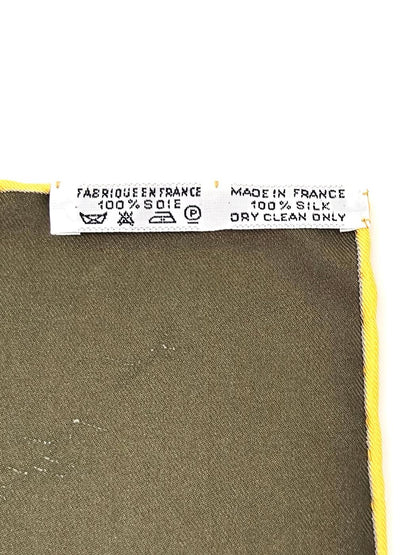 HERMES エルメス カレ90 侵入者 鳥柄 シルク スカーフ カーキ 未使用 管理番号：11114