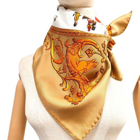 HERMES エルメス カレ90 ロンシャンへの散歩 シルク スカーフ ベージュ 管理番号：11116