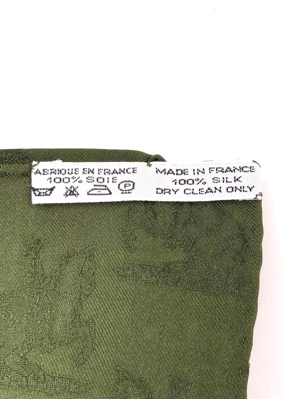 HERMES エルメス カレ90 帝王学 シルク スカーフ グリーン×オレンジ 管理番号：11117