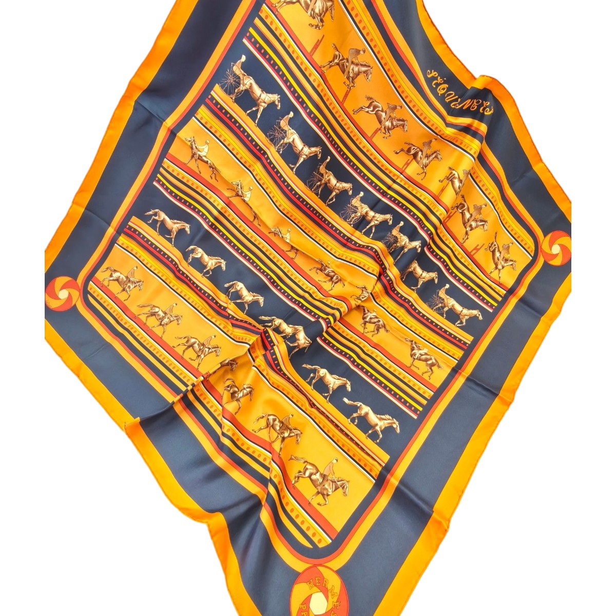 HERMES エルメス カレ90 Sequences シルク スカーフ オレンジ 管理番号：11120