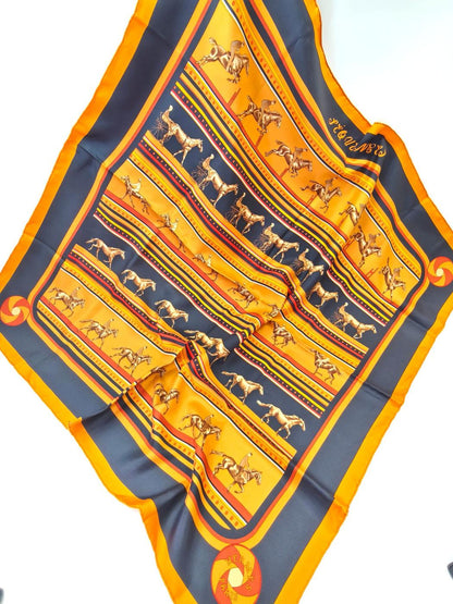 HERMES エルメス カレ90 Sequences シルク スカーフ オレンジ 管理番号：11120