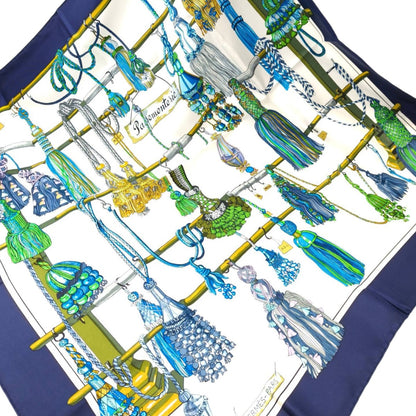 HERMES エルメス カレ90 Pasementerie 紐飾り シルク スカーフ ネイビー 管理番号：11121