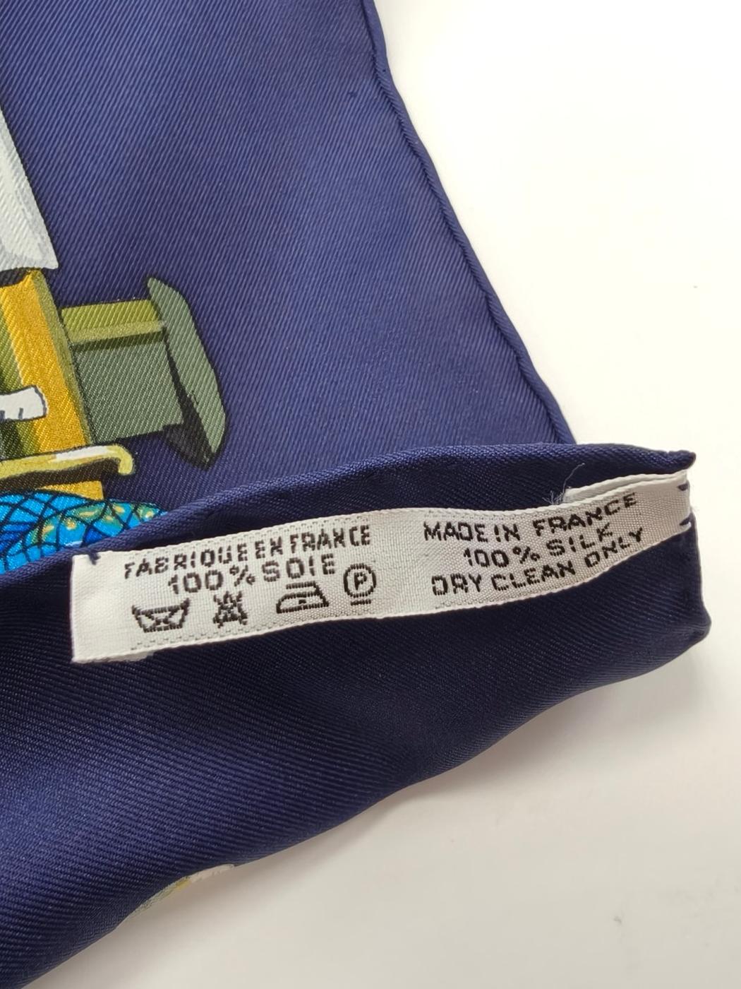 HERMES エルメス カレ90 Pasementerie 紐飾り シルク スカーフ ネイビー 管理番号：11121