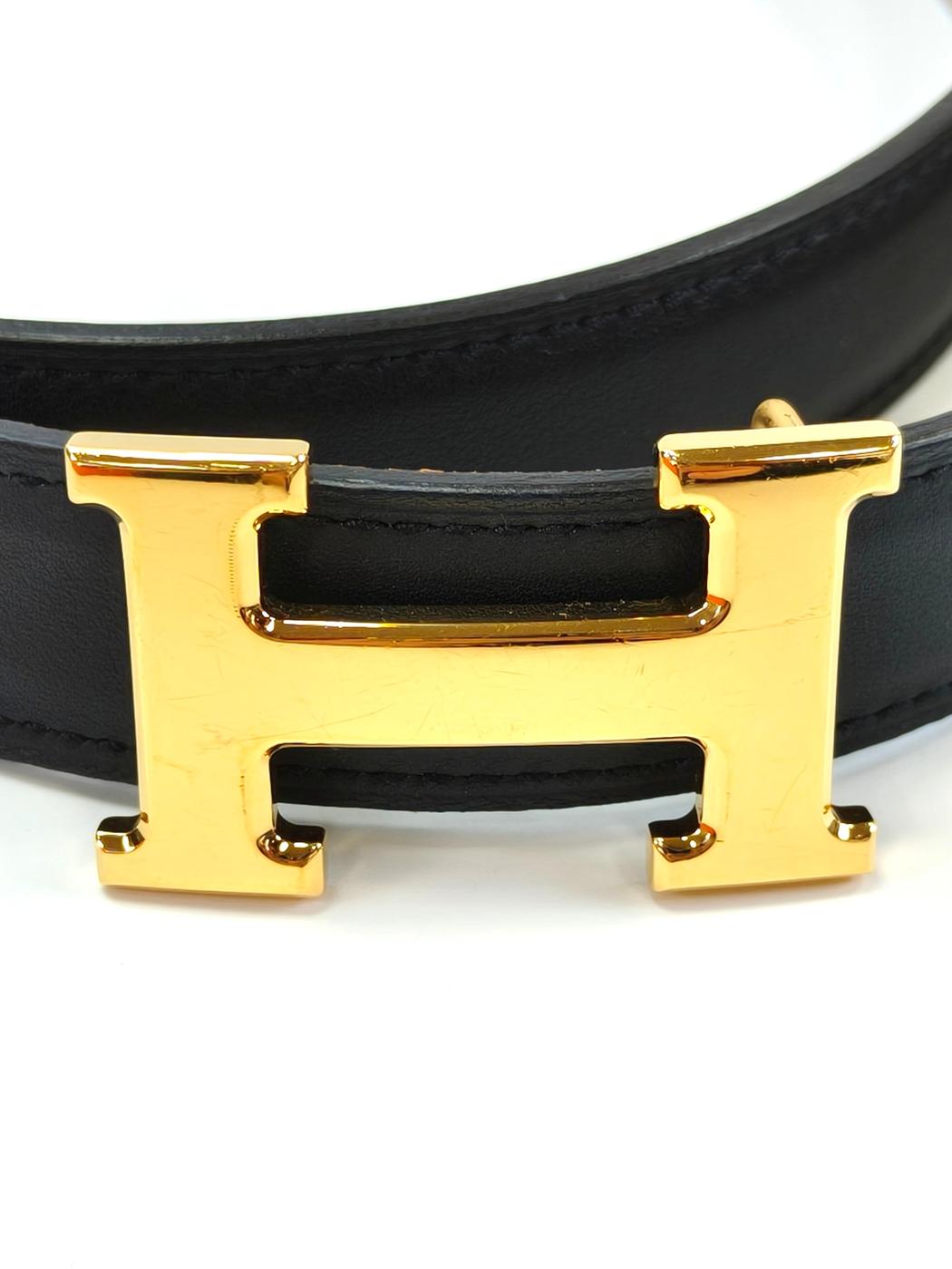 HERMES エルメス コンスタンス Hベルト ブラック×ブラウン 75サイズ 管理番号：11147