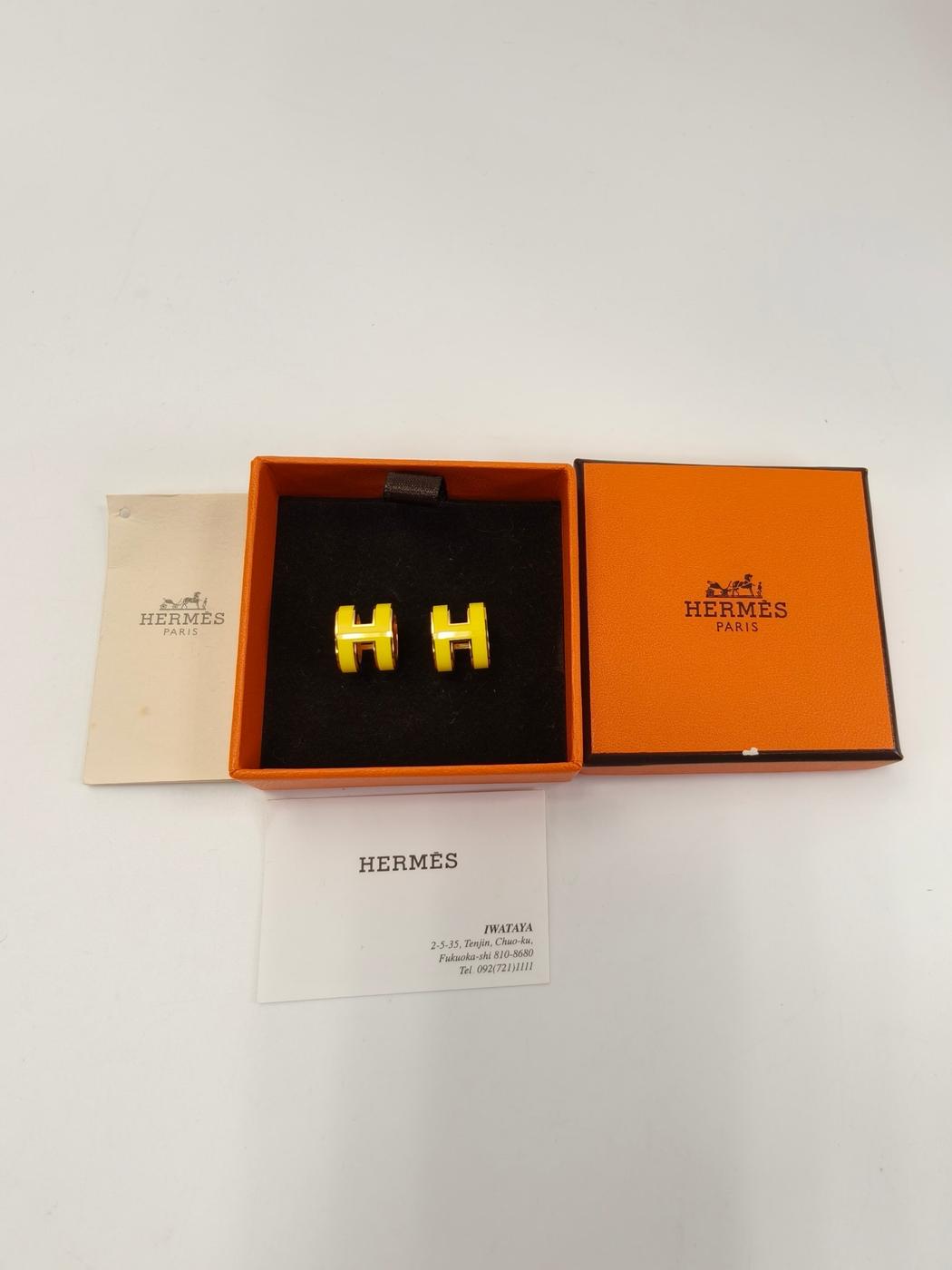 HERMES エルメス ポップH ピアス ゴールド×イエロー 管理番号：11171