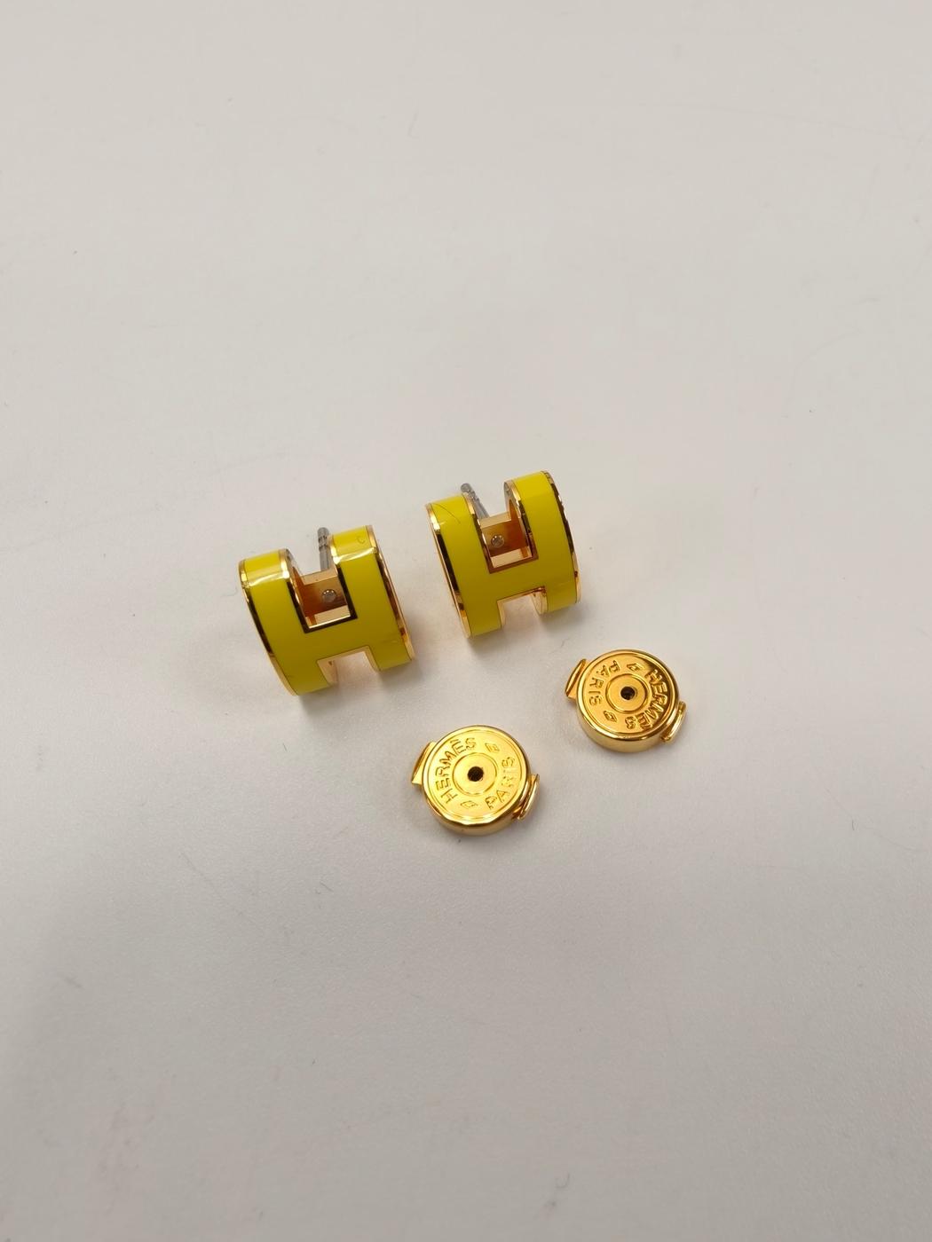 HERMES エルメス ポップH ピアス ゴールド×イエロー 管理番号：11171
