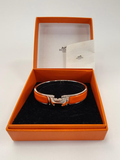 HERMES エルメス クリックH MM ブレスレット シルバー×オレンジ 管理番号：11172