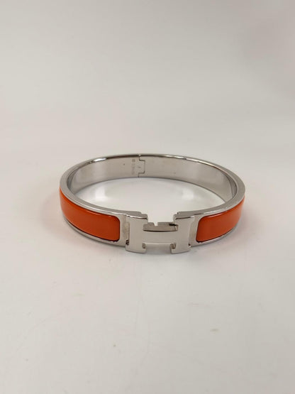 HERMES エルメス クリックH MM ブレスレット シルバー×オレンジ 管理番号：11172