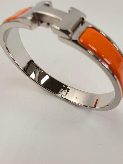 HERMES エルメス クリックH MM ブレスレット シルバー×オレンジ 管理番号：11172