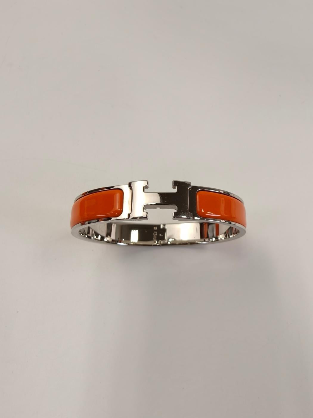 HERMES エルメス クリックH MM ブレスレット シルバー×オレンジ 管理番号：11172