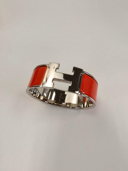 HERMES エルメス クリックH PM バングル シルバー×オレンジ 管理番号：11176