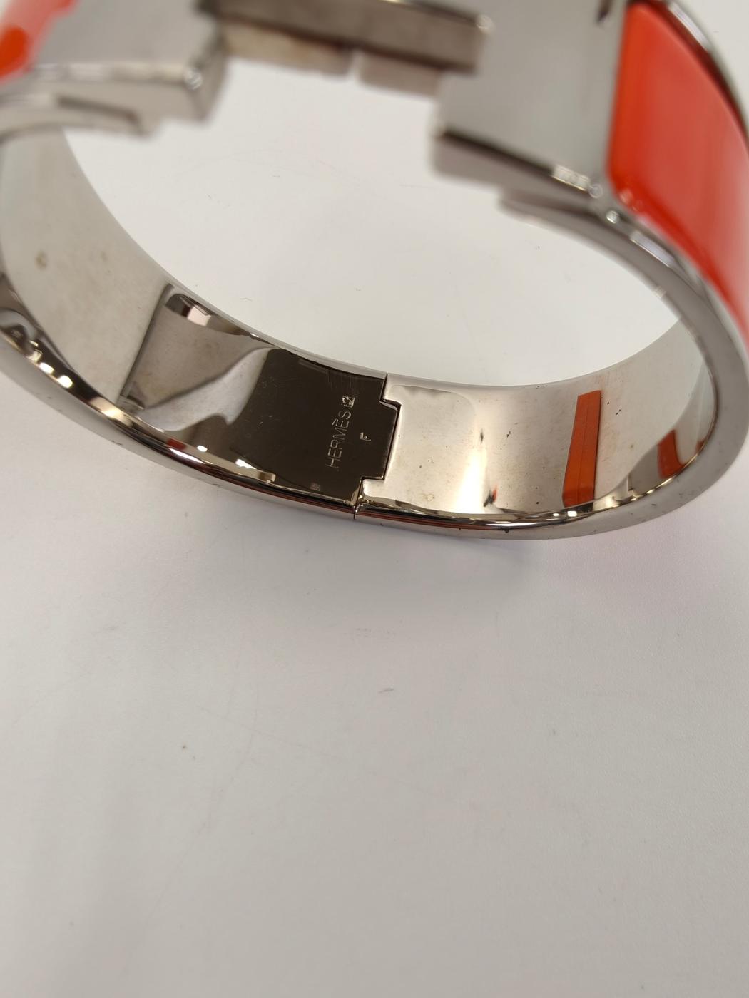 HERMES エルメス クリックH PM バングル シルバー×オレンジ 管理番号：11176