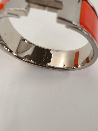 HERMES エルメス クリックH PM バングル シルバー×オレンジ 管理番号：11176