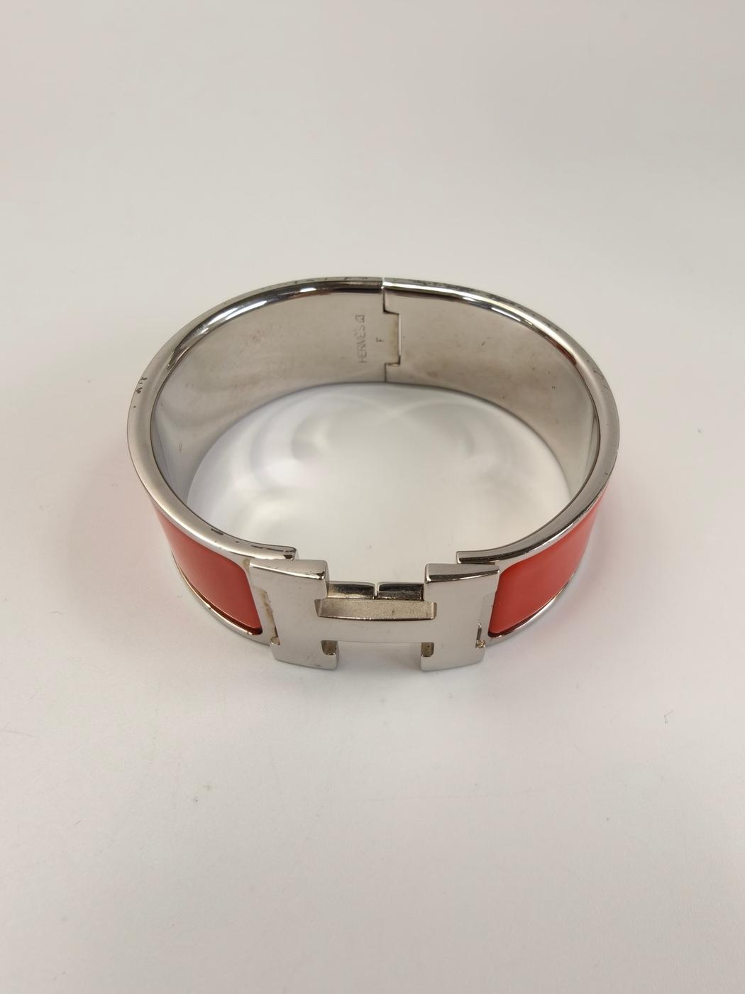 HERMES エルメス クリックH PM バングル シルバー×オレンジ 管理番号：11176