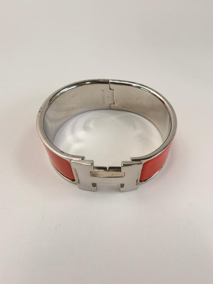HERMES エルメス クリックH PM バングル シルバー×オレンジ 管理番号：11176
