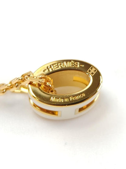HERMES エルメス ポップH ネックレス ゴールド×ホワイト 管理番号：11198