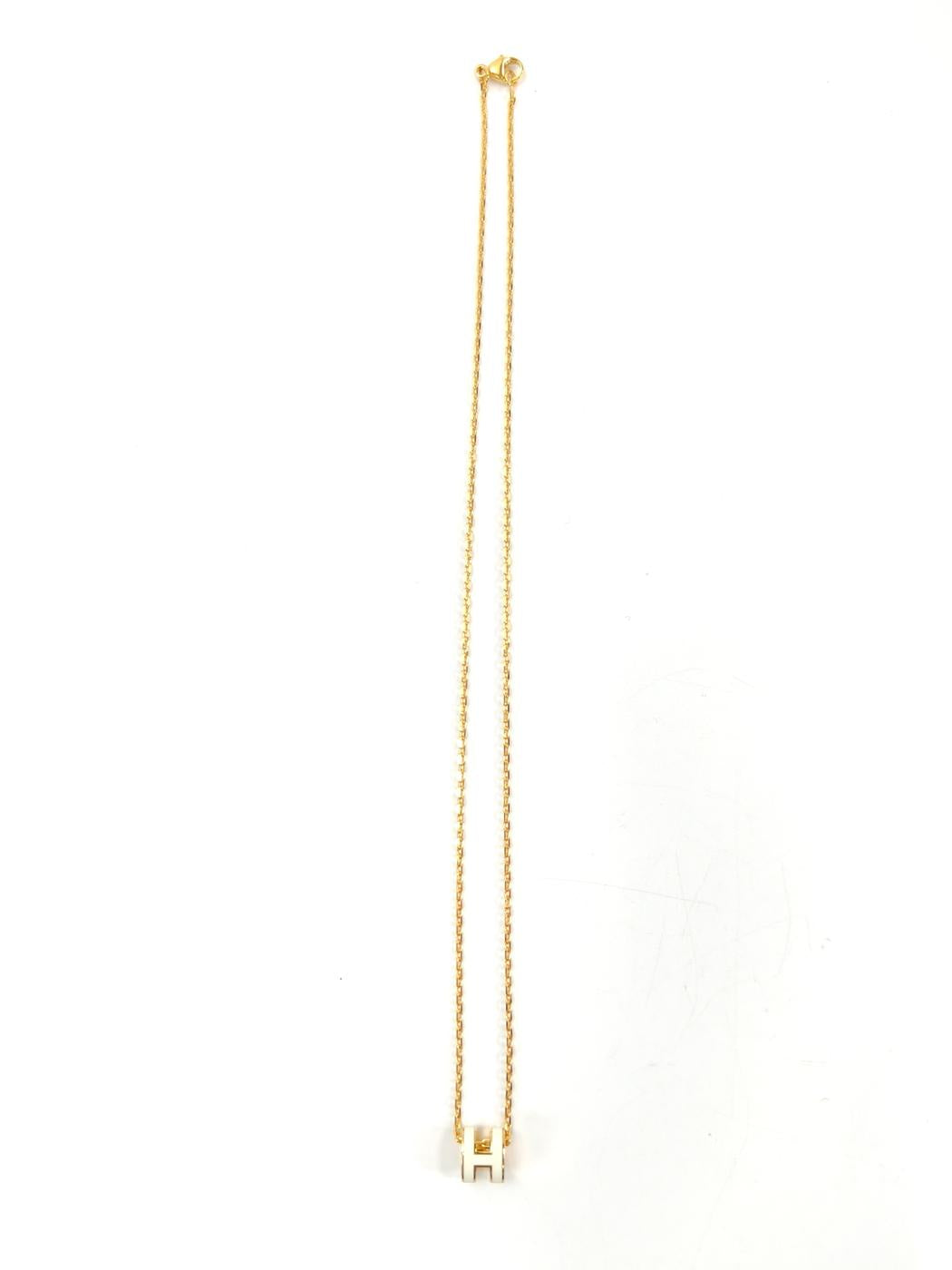 HERMES エルメス ポップH ネックレス ゴールド×ホワイト 管理番号：11198