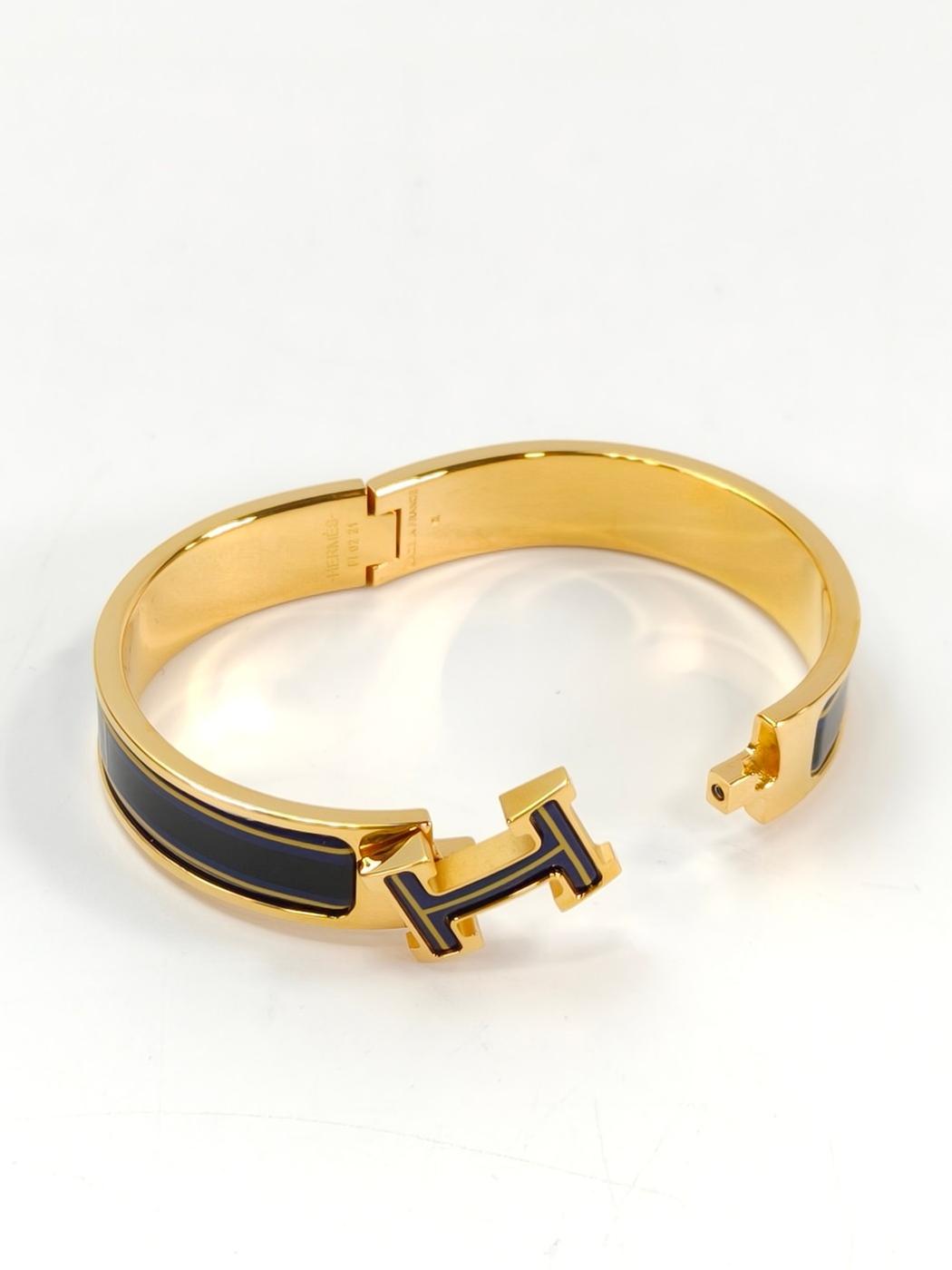 HERMES エルメス クリックH PM バングル ブレスレット ゴールド×ブラック 管理番号：11203