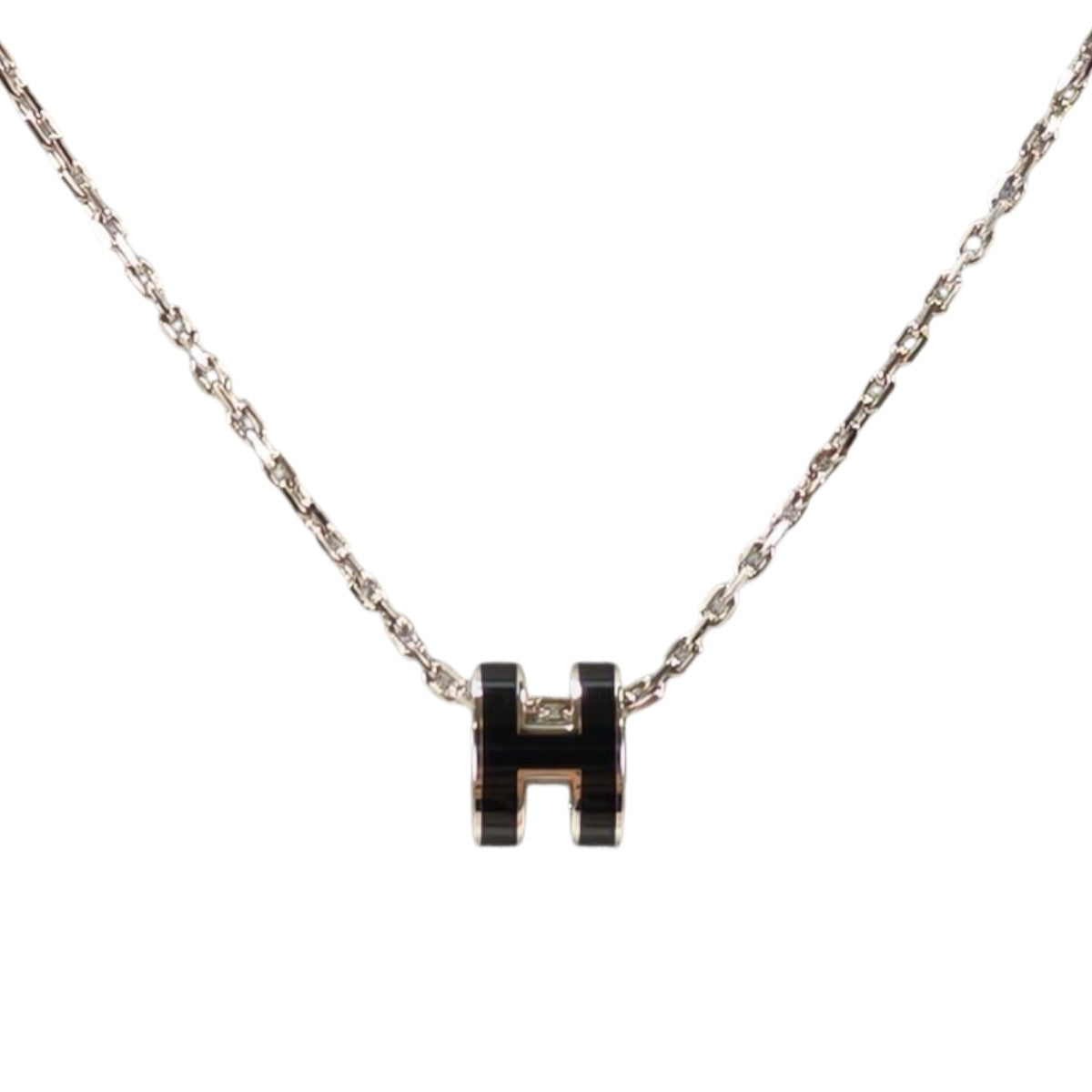 HERMES エルメス ポップH ネックレス ブラック×シルバー 管理番号：11204