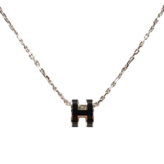 HERMES エルメス ポップH ネックレス ブラック×シルバー 管理番号：11204