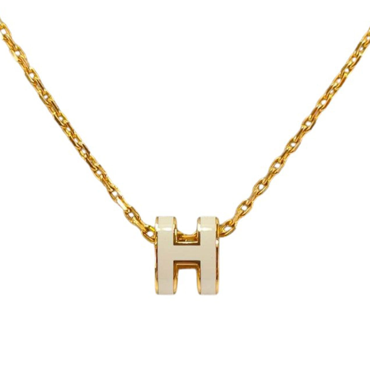 HERMES エルメス ポップH ネックレス ホワイト×ゴールド 管理番号：11205