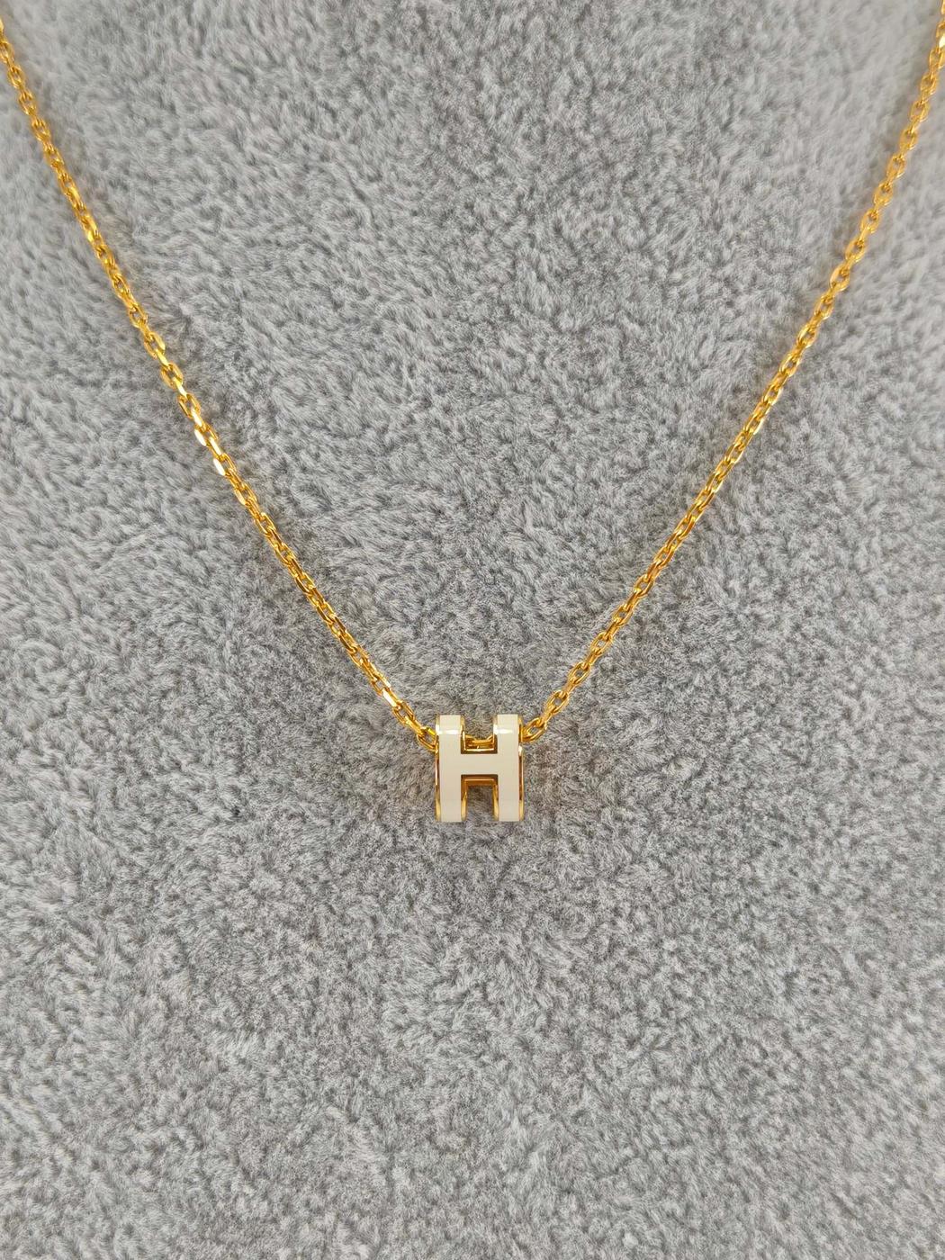 HERMES エルメス ポップH ネックレス ホワイト×ゴールド 管理番号：11205