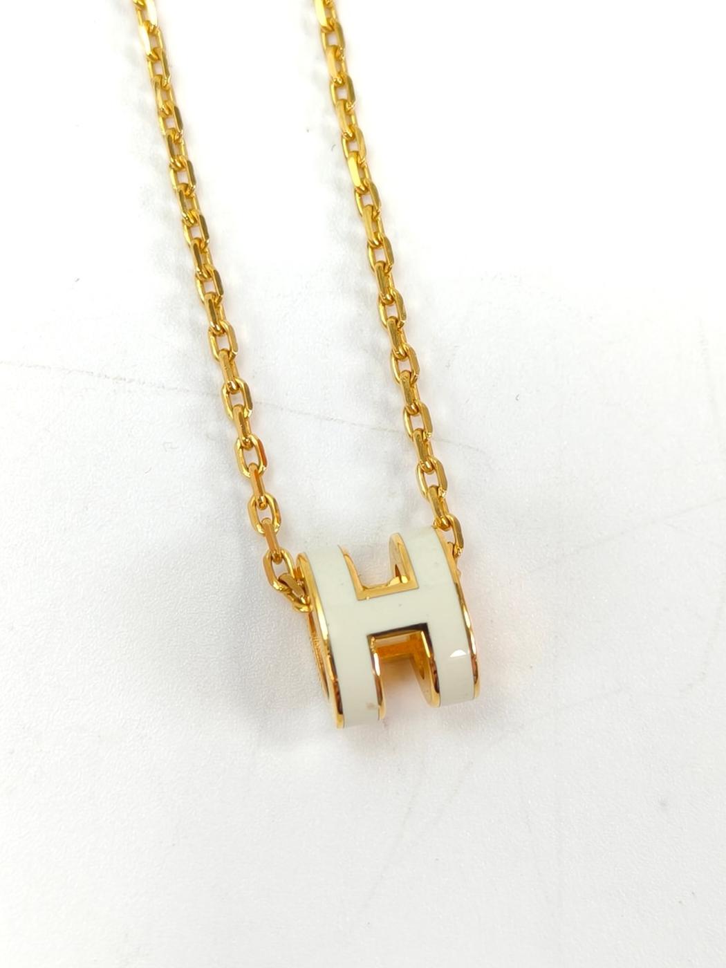 HERMES エルメス ポップH ネックレス ホワイト×ゴールド 管理番号：11205