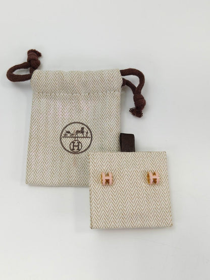 HERMES エルメス ミニ ポップH ピアス ピンク×ゴールド 管理番号：11207