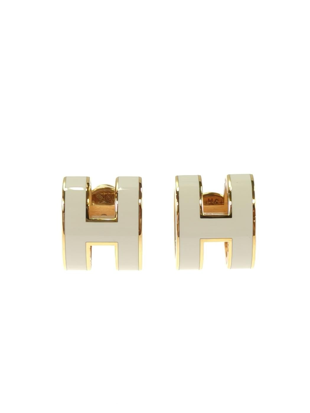 HERMES エルメス ポップH ピアス ゴールド×ホワイト 管理番号：11211
