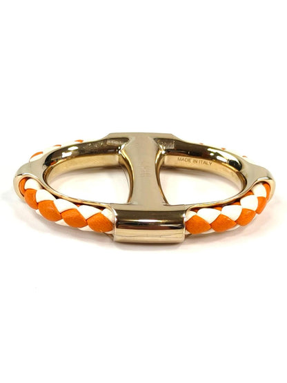 HERMES エルメス シェーヌダンクル トレッセ90 スカーフリング ゴールド×オレンジ 管理番号：11248