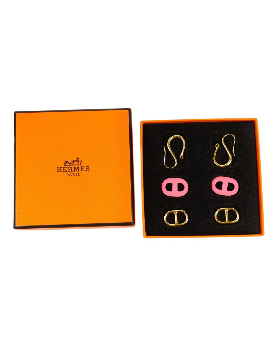 HERMES エルメス オーマイヨン ピアス ゴールド×ピンク 管理番号：11268