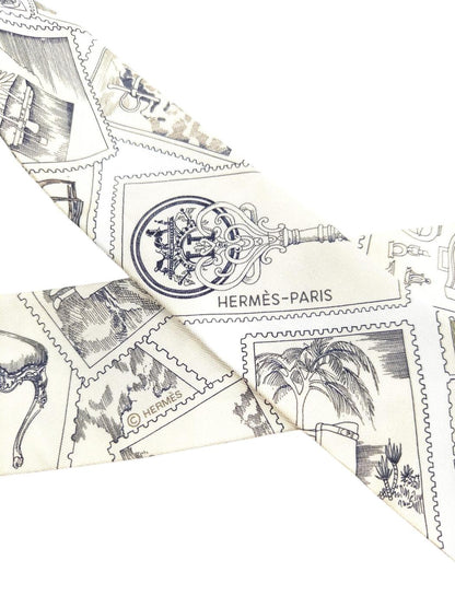 HERMES エルメス ツイリー フォーブルの切手愛好家 シルク スカーフ 管理番号：11271