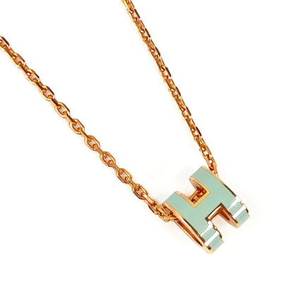 HERMES エルメス ミニ ポップH ネックレス 水色 ピンクゴールド 管理番号：11293