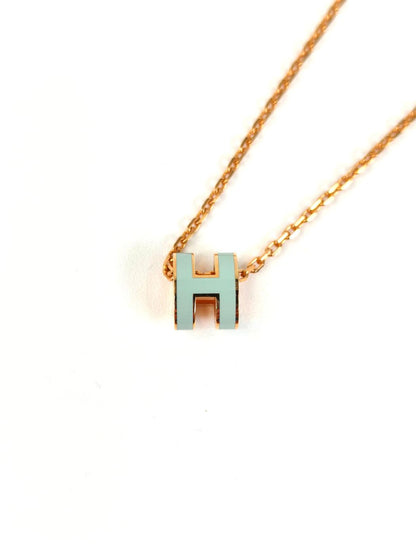 HERMES エルメス ミニ ポップH ネックレス 水色 ピンクゴールド 管理番号：11293
